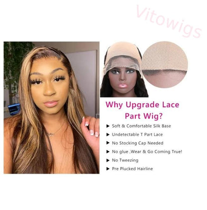 Hightlight Brown Mixed Blonde Long Wig Straight Wig