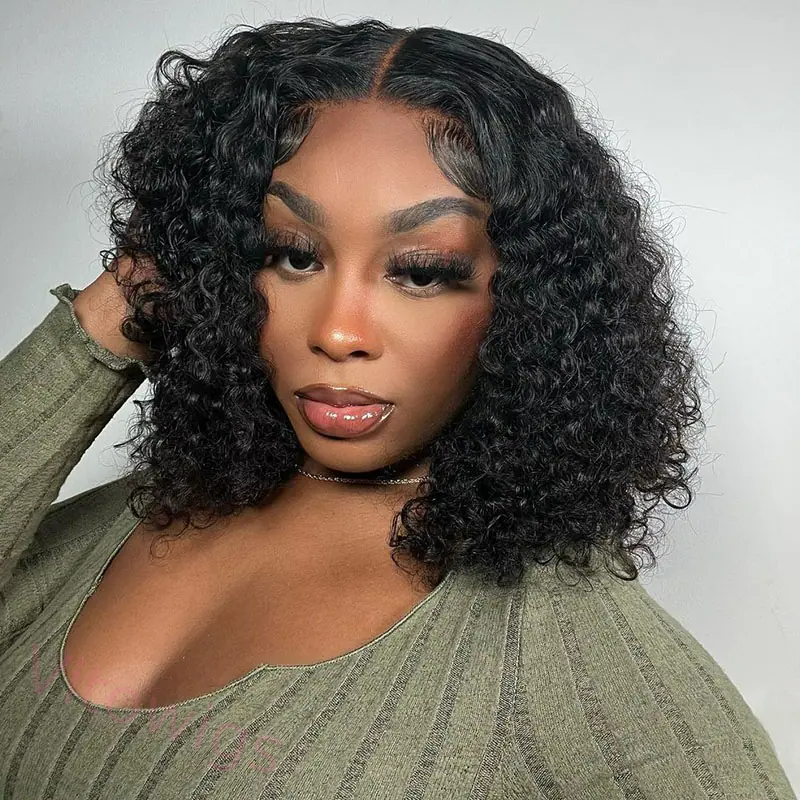 Hot Sale Glueless Brazilian Natural Black Curly Bob Wig