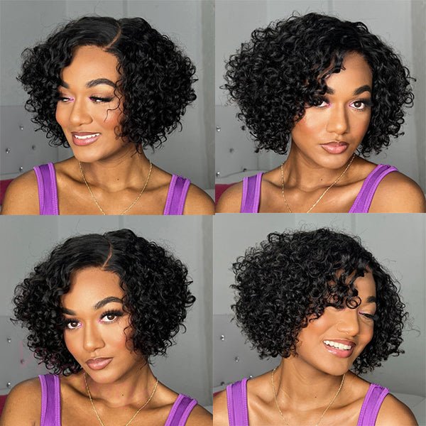 Glueless Black Short Wig Bob Curly Hair