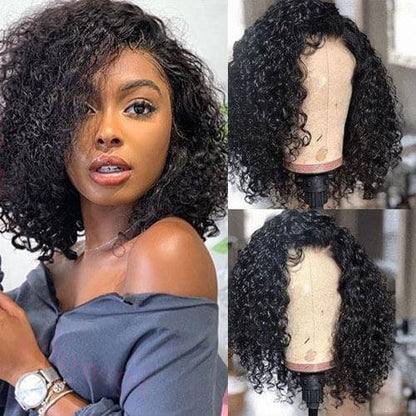 Natural Black Short Curly Bob Wig